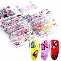 Folii de transfer, FST026 cu Flori si Fluturi color, set 10 bucati